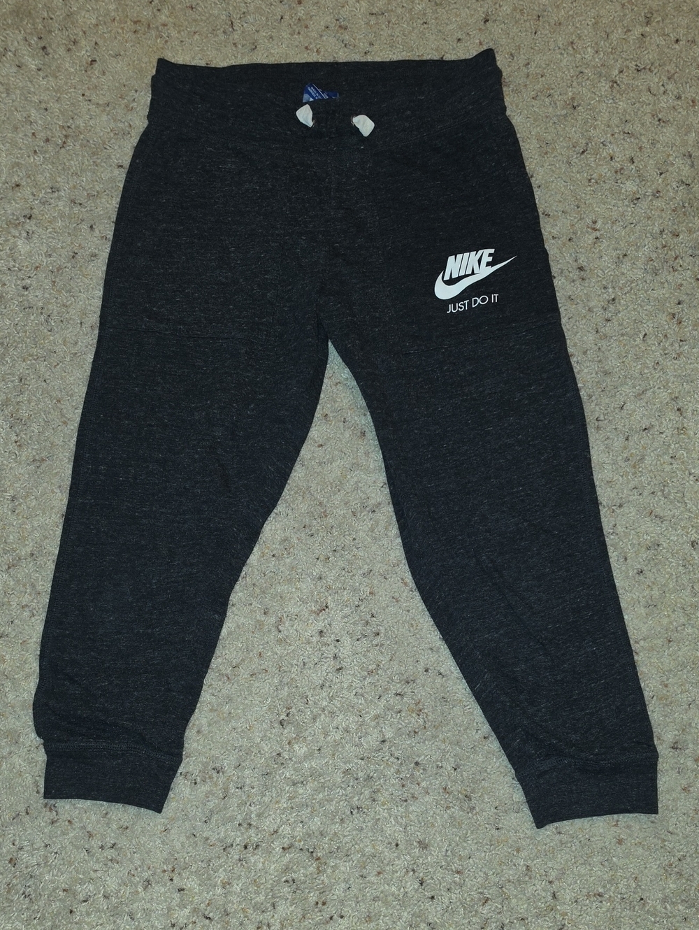 Nike Crop Charcoal Heather Jogger Pants with White Logo